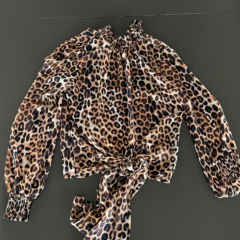 Express Cheetah High Neck Blouse